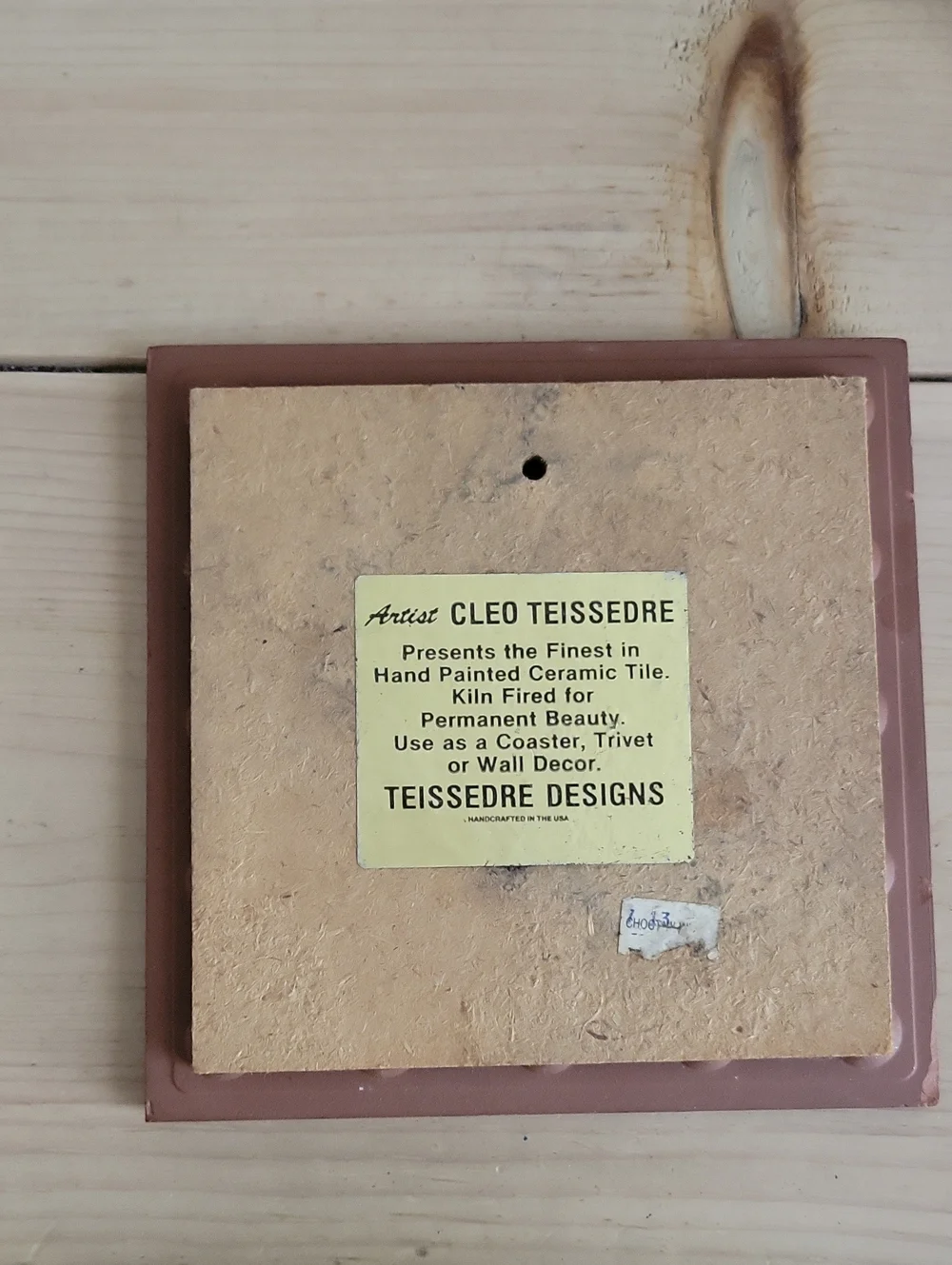 Vintage Cleo Teissedre 1988 Handpainted Ceramic Tile